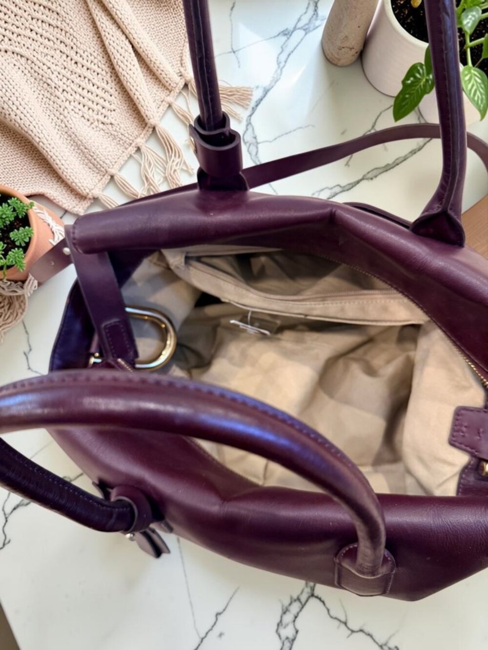 J. Crew NWT Harper Satchel Bag Oxblood Burgundy Top Handle Italian Leather - Picture 12 of 12